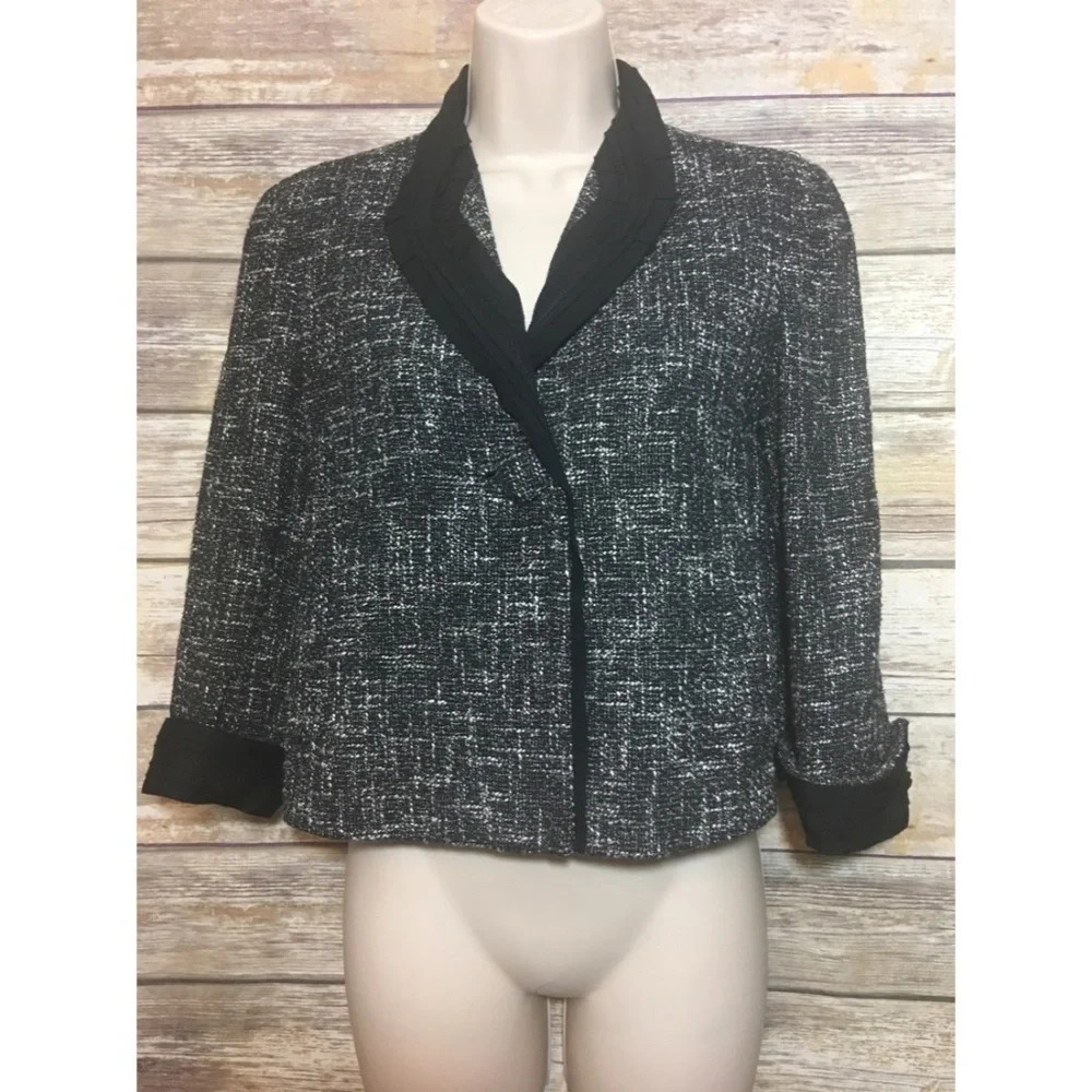 Talbots Black White Tweed Jacket 2P